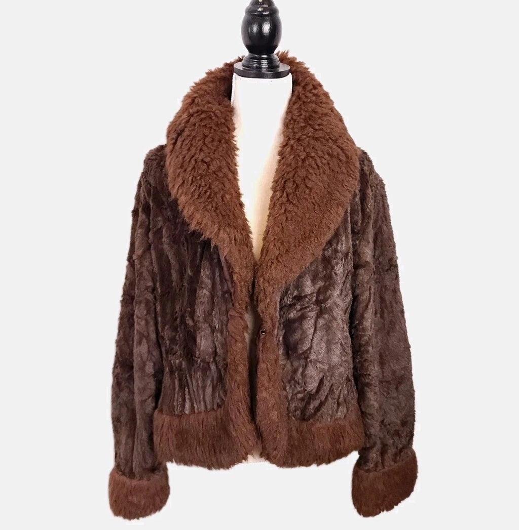 Layavi Faux Fur Sz S Brown Vintage Coat