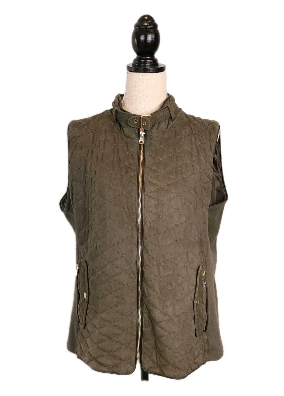 Diamond Quilted Motorcycle Vest Army Green XL Tribal
