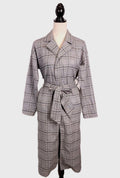 Forever 21 Black & Gray Checked Full-length Trench Coat Small
