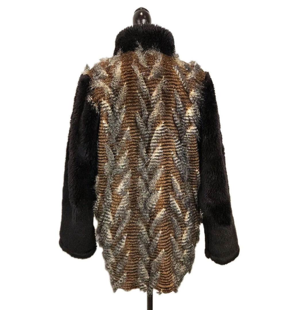 Cindy Burke Vintage Chevron Faux Fur Jacket Sz L