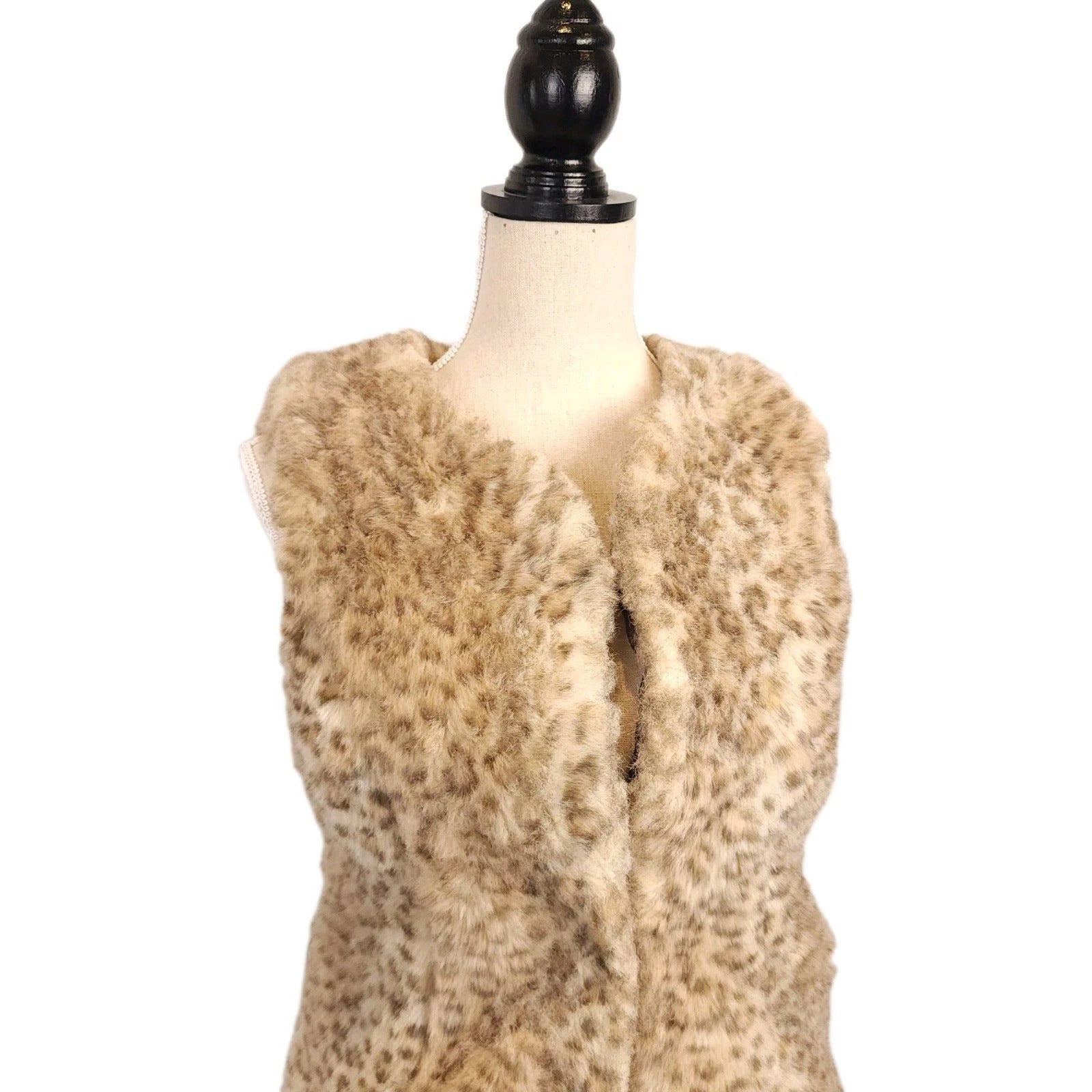 Lynx Faux Fur Sz M Vest Beige