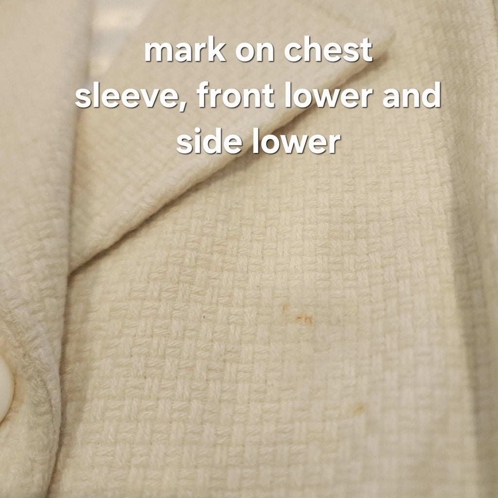 Reitmans Single-breast Buttoned Long Ivory Tweed Overcoat Sz Medium