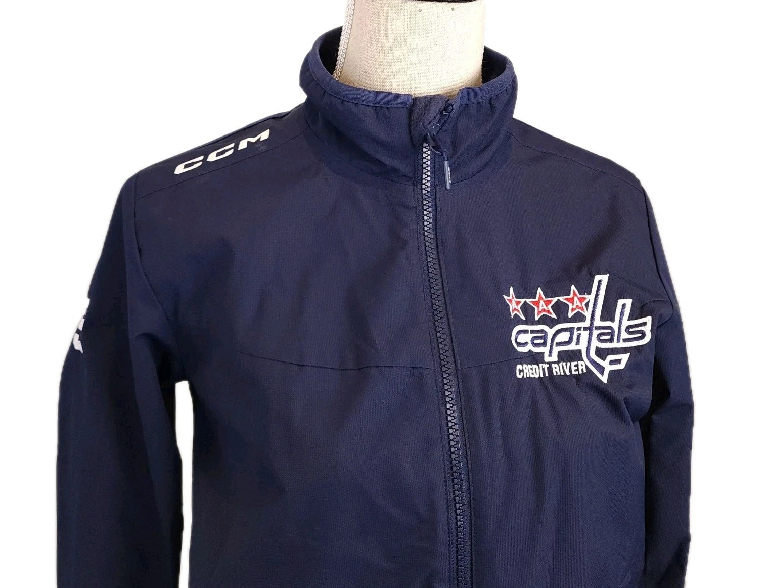 CCM Capitals Credit River Athleisure Full Zip Royal Blue Jacket Sz YOUTH Large