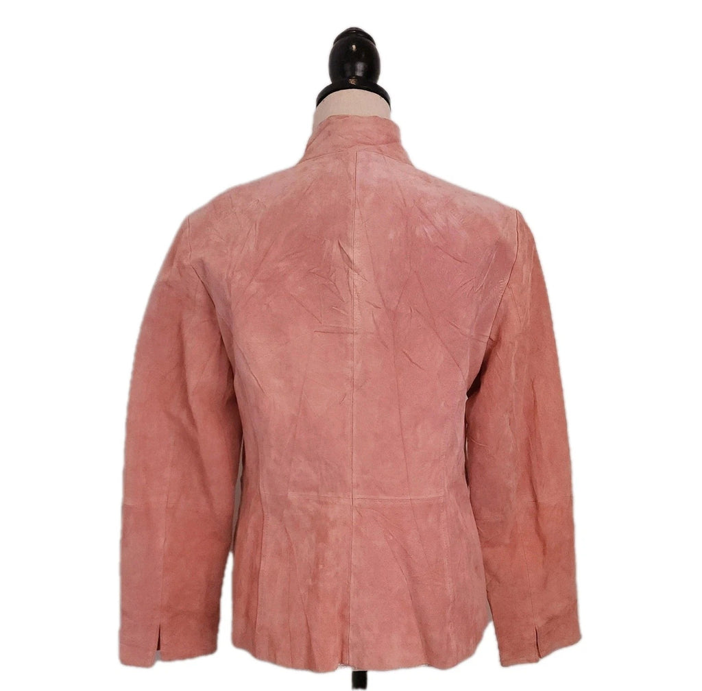 GUILLAUME Leather Salmon Pink Full Zip Jacket Sz Medium