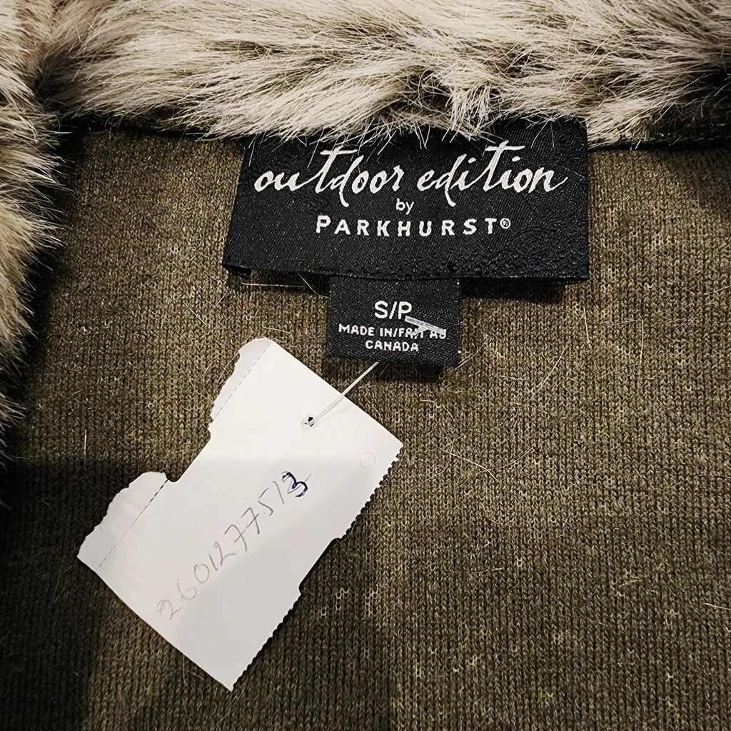 Parkhurst Bold Collar Light Brown Faux Fur Open Vest Sz S