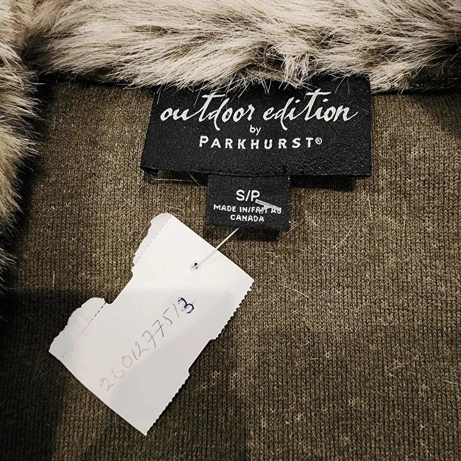 Parkhurst Bold Collar Light Brown Faux Fur Open Vest Sz S