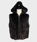 Nicole Benisti XL Faux Fur Full Zip Vest Hooded Black