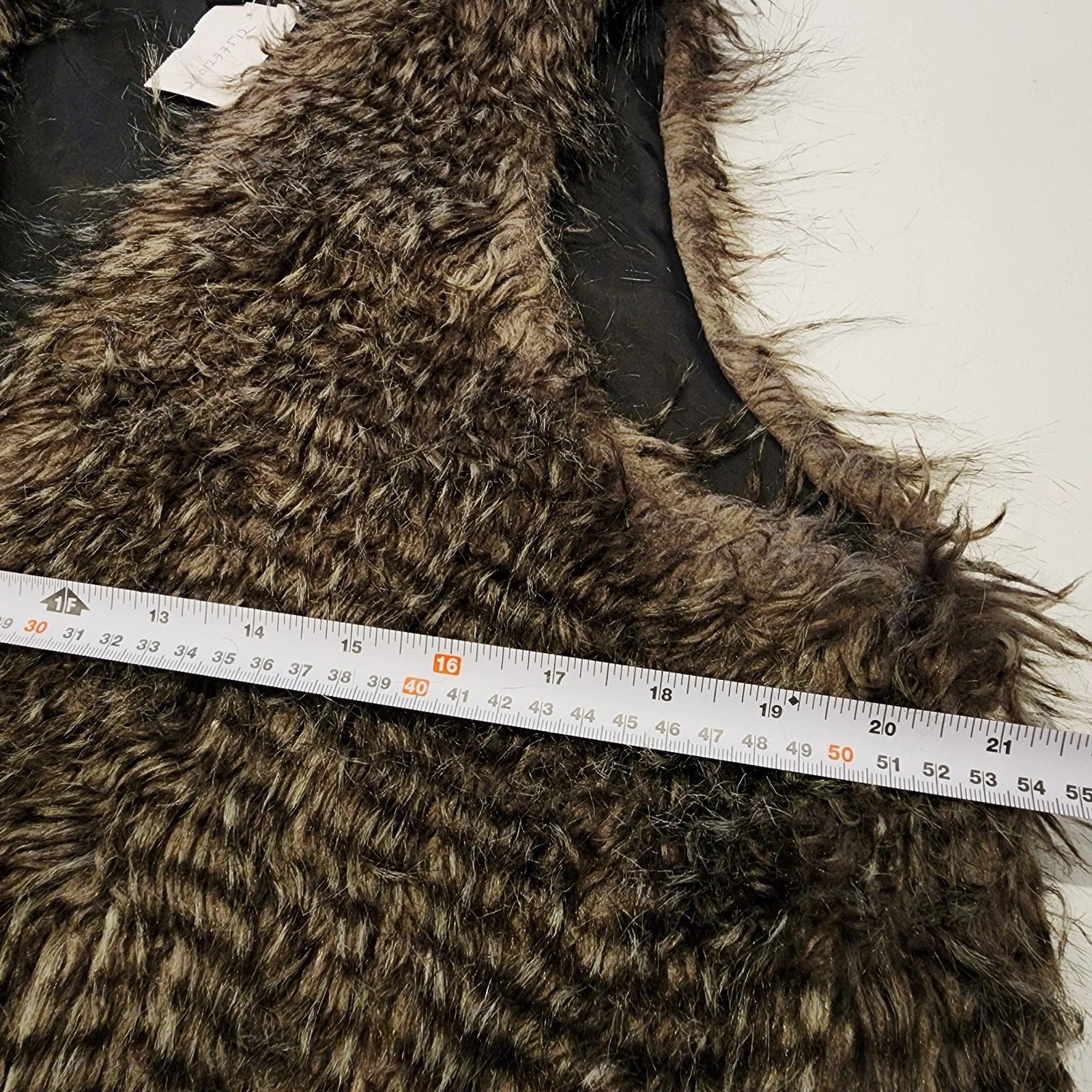 JUSTFAB Mocha Brown Shaggy Faux Fur Vest Fits Size Large