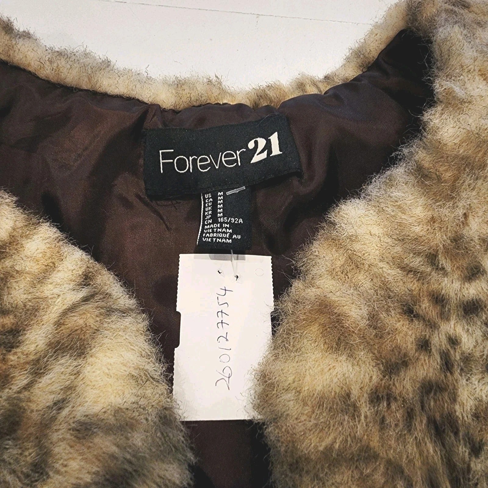 Lynx Faux Fur Sz M Vest Beige