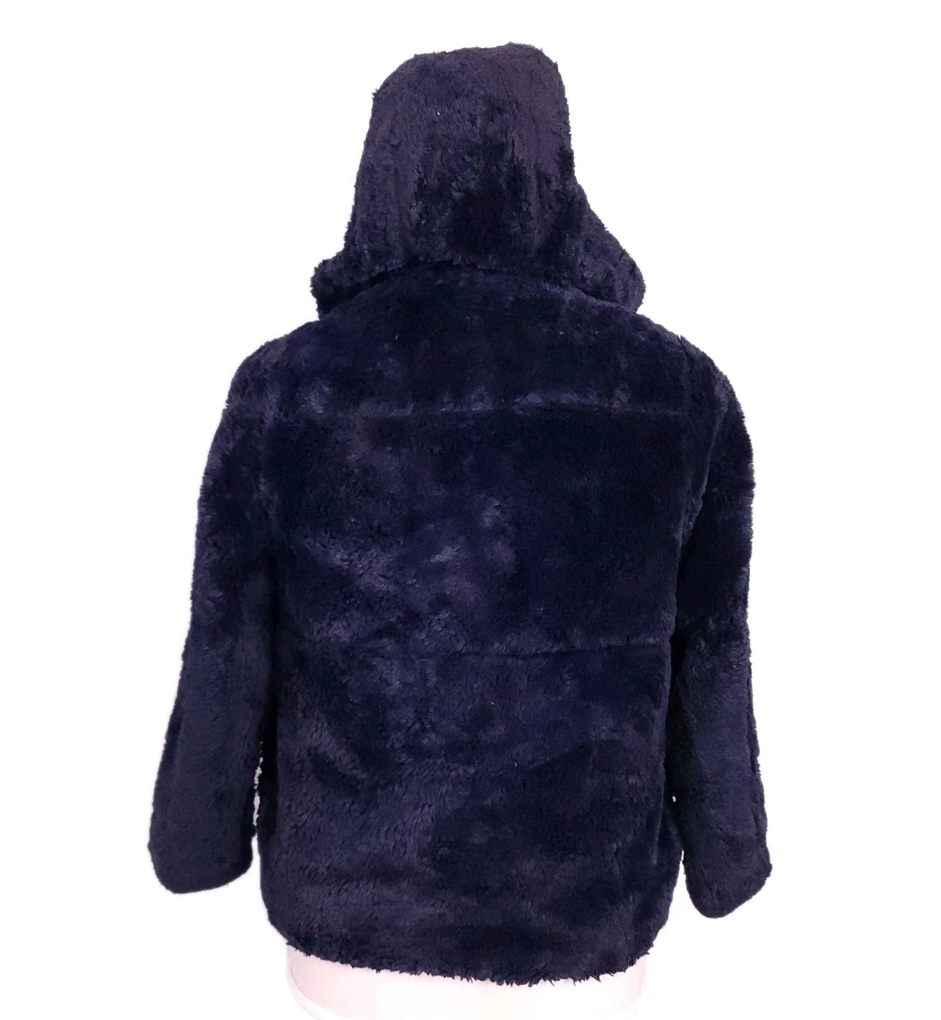 Zara Kids Midnight Blue Hooded Faux Fur Jacket Sz 10 Full Zip