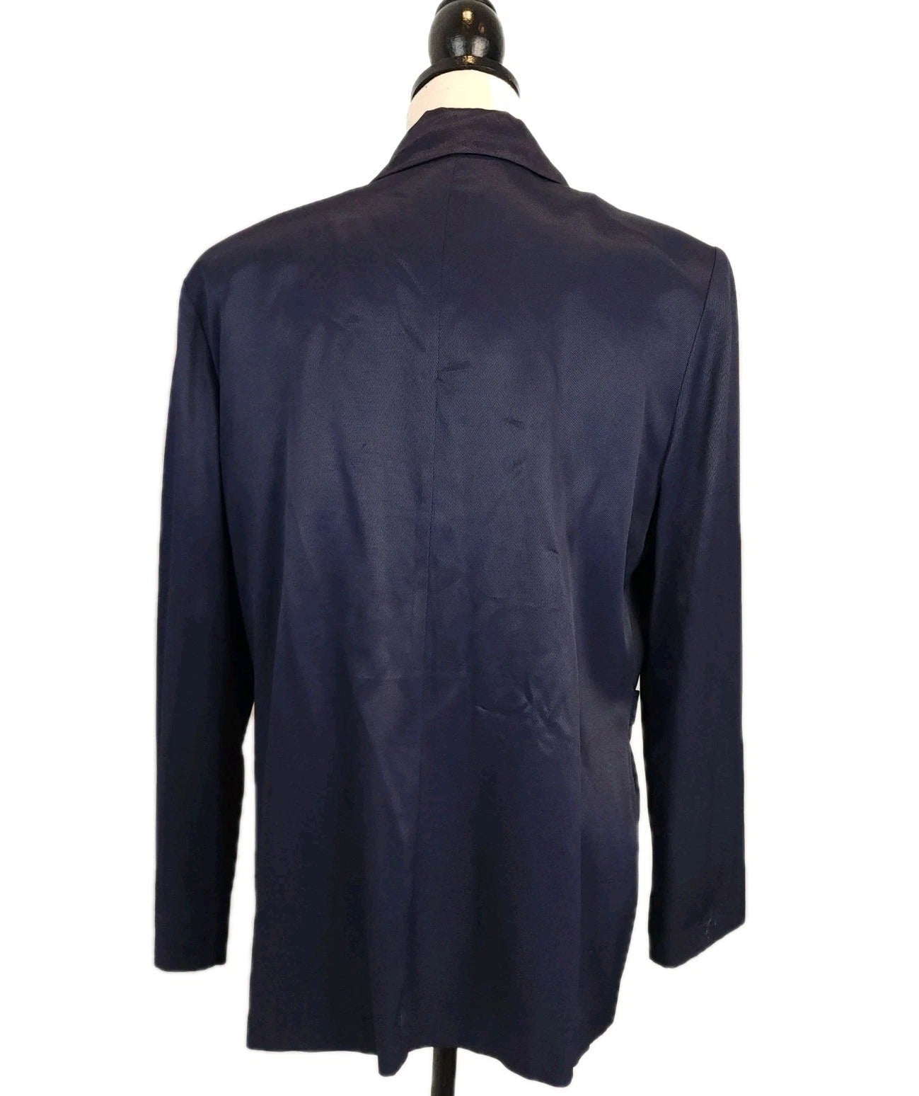 Evelyn Woods XL Vintage Midnight Blue Metal Buttons Skirt Suit