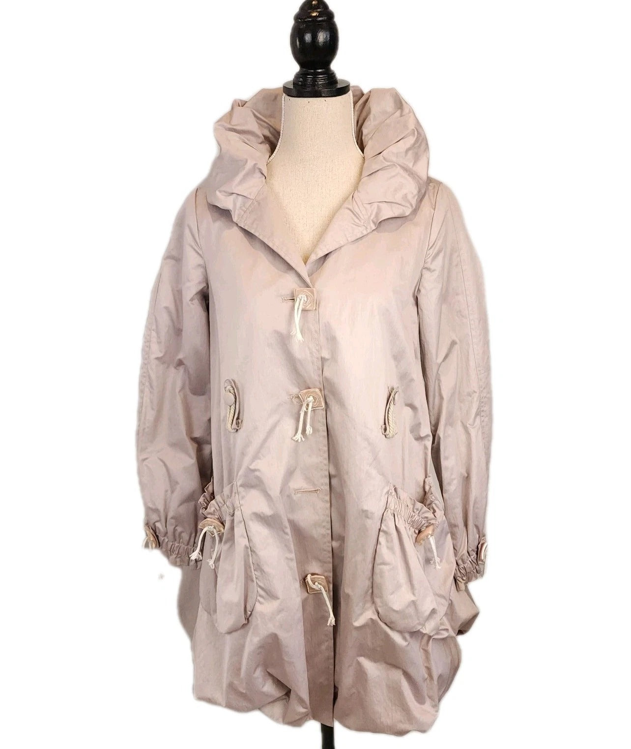 IFALLY Bedazzled Y2K Slate Gray Metallic Ruched Coat Sz Medium