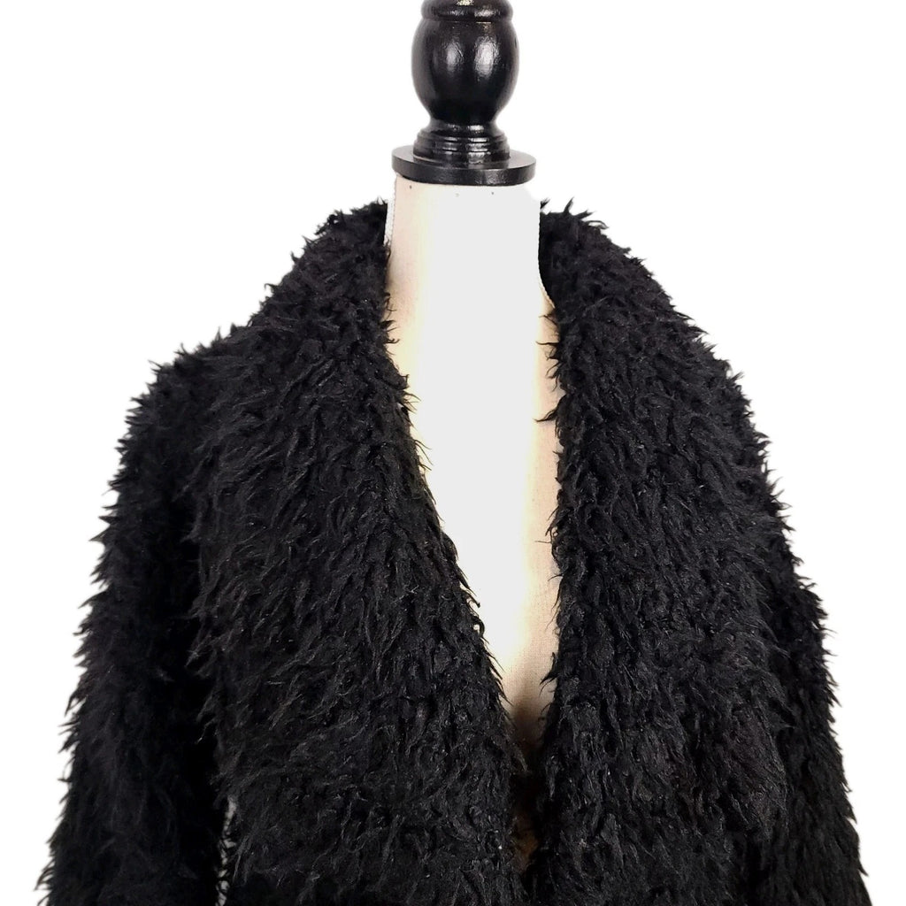 Onetheland Sz S Shaggy Faux Fur Jacket Black