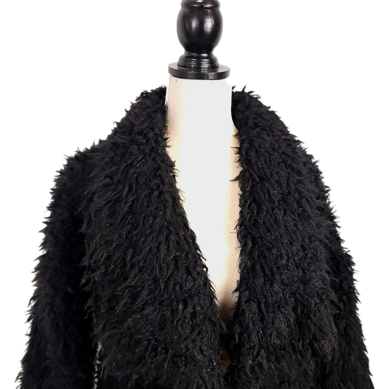 Onetheland Sz S Shaggy Faux Fur Jacket Black