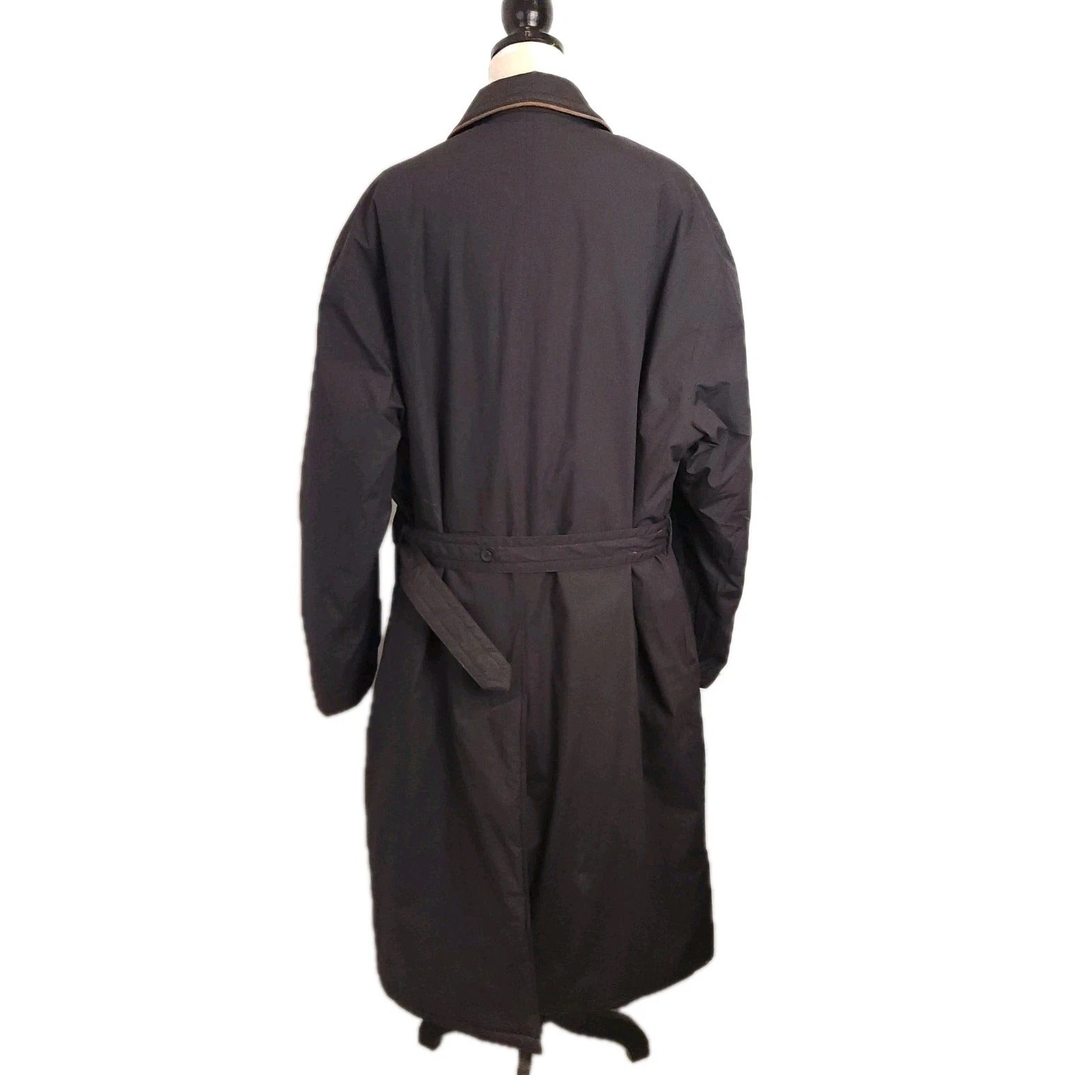 Boulevard Club XL Belted Padded Winter Overcat Full Length Charcoal Gray VTG