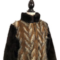 Cindy Burke Vintage Chevron Faux Fur Jacket Sz L