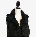 Cejon XL Long-haired Jet Black Shaggy Faux Fur Vest