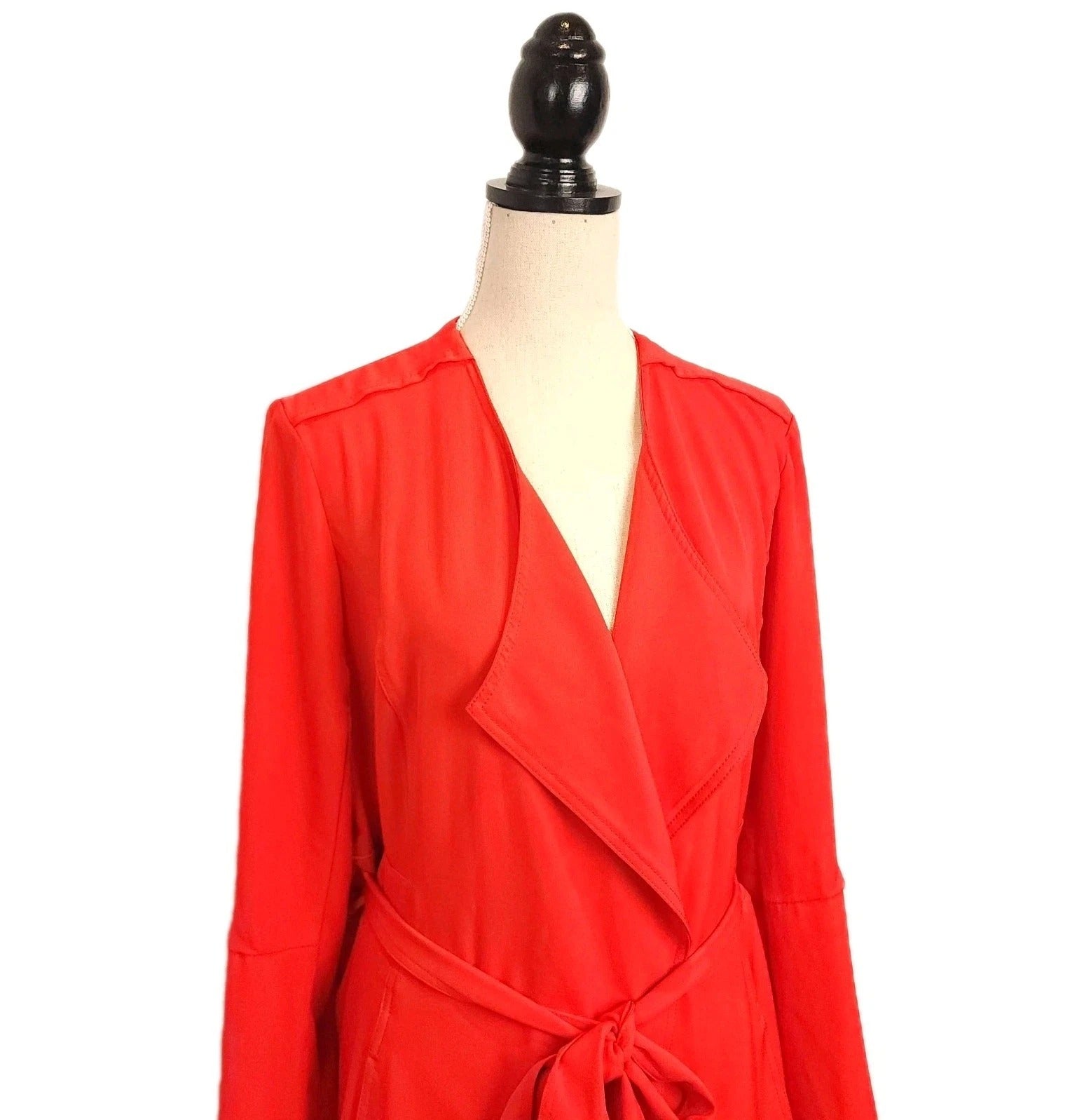 Burnt Orange Lightweight Belted Trench Coat L Unlined