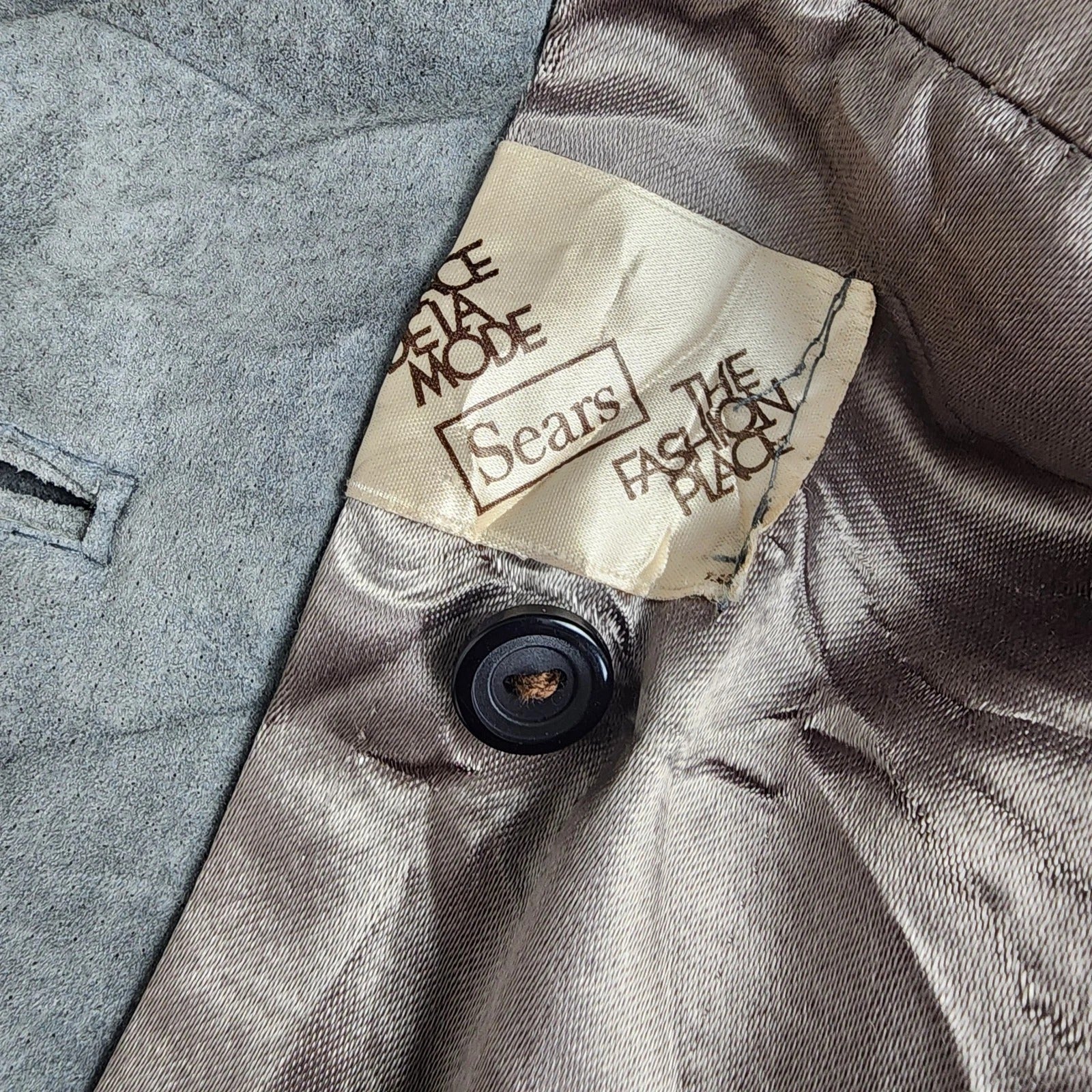 Rabbit Fur Collar Leather Trench Coat Sz Small Vintage