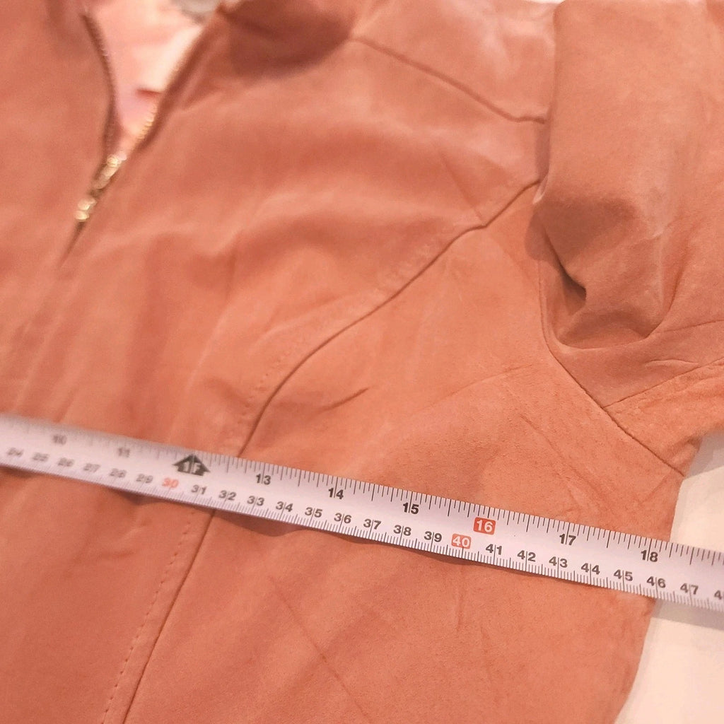 GUILLAUME Leather Salmon Pink Full Zip Jacket Sz Medium