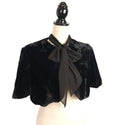 Ricki Cherry Sz L Ribbon Tie Stole Fine Faux Fur Jet Black MADE IN USA Vintage