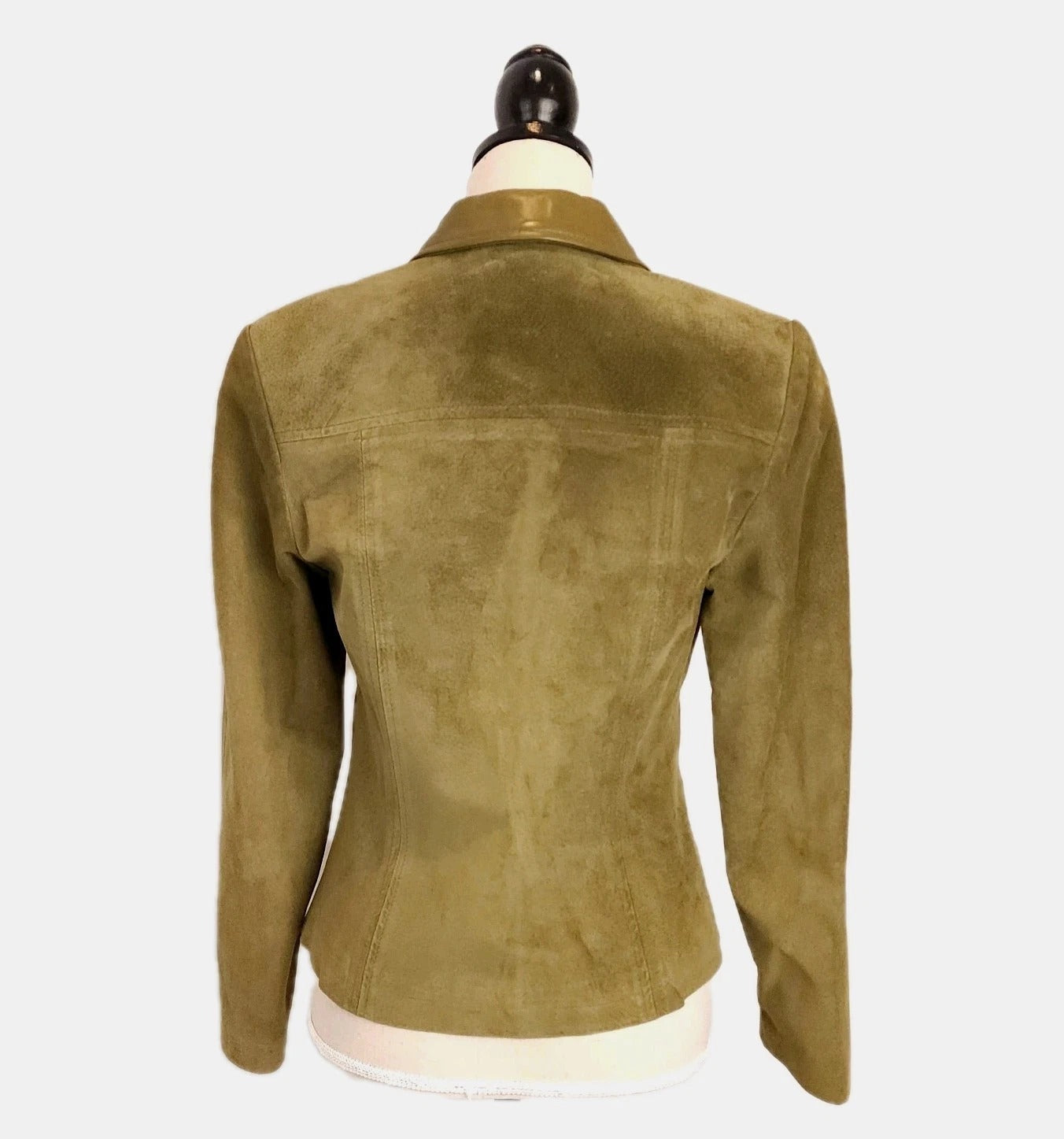 Danier Moss Green Short Genuine Leather Jacket Buttoned Sz S Made In Canada