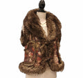 Parkhurst Sz M Floral Faux Fur & Shearling Vest Horn Toggle