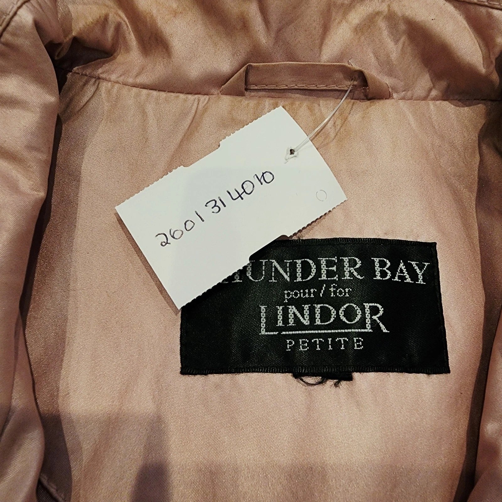 LINDOR PETITE Sz L Metallic Soft Pink Full Zip Jacket Water Repellent