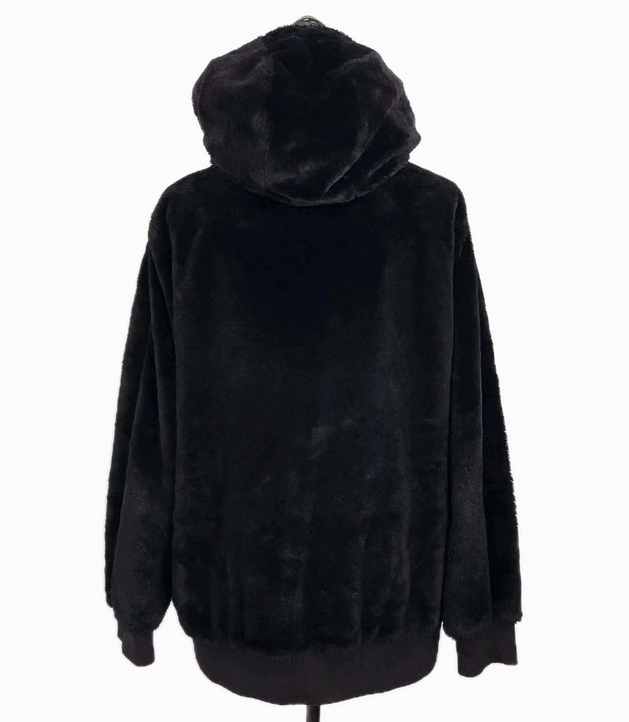 Faux Fur Hooded Jet Black Jacket XL
