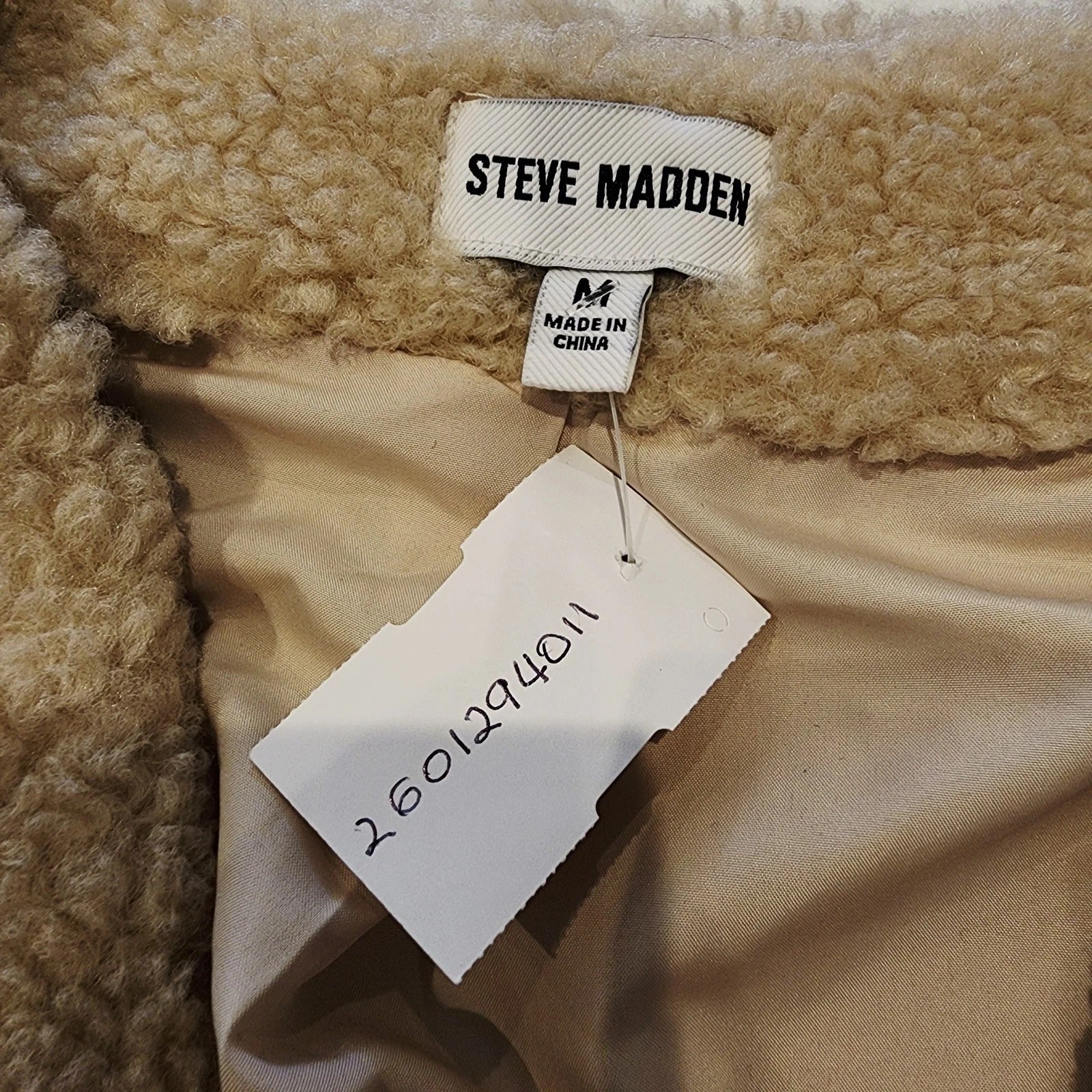 STEVE MADDEN Beige Teddy Faux Fur Vest Sz M