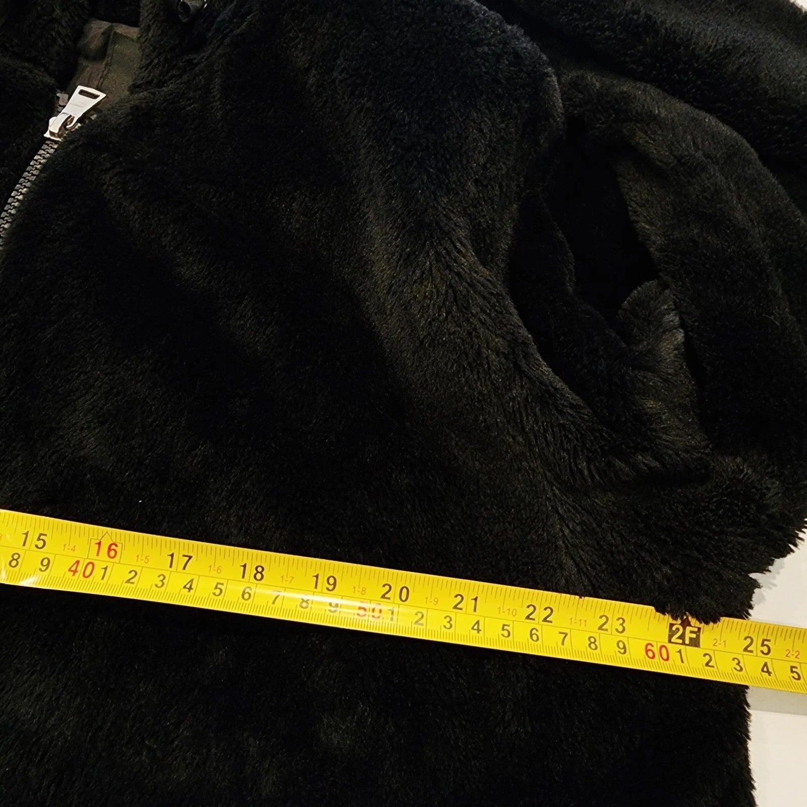 Faux Fur Hooded Jet Black Jacket XL
