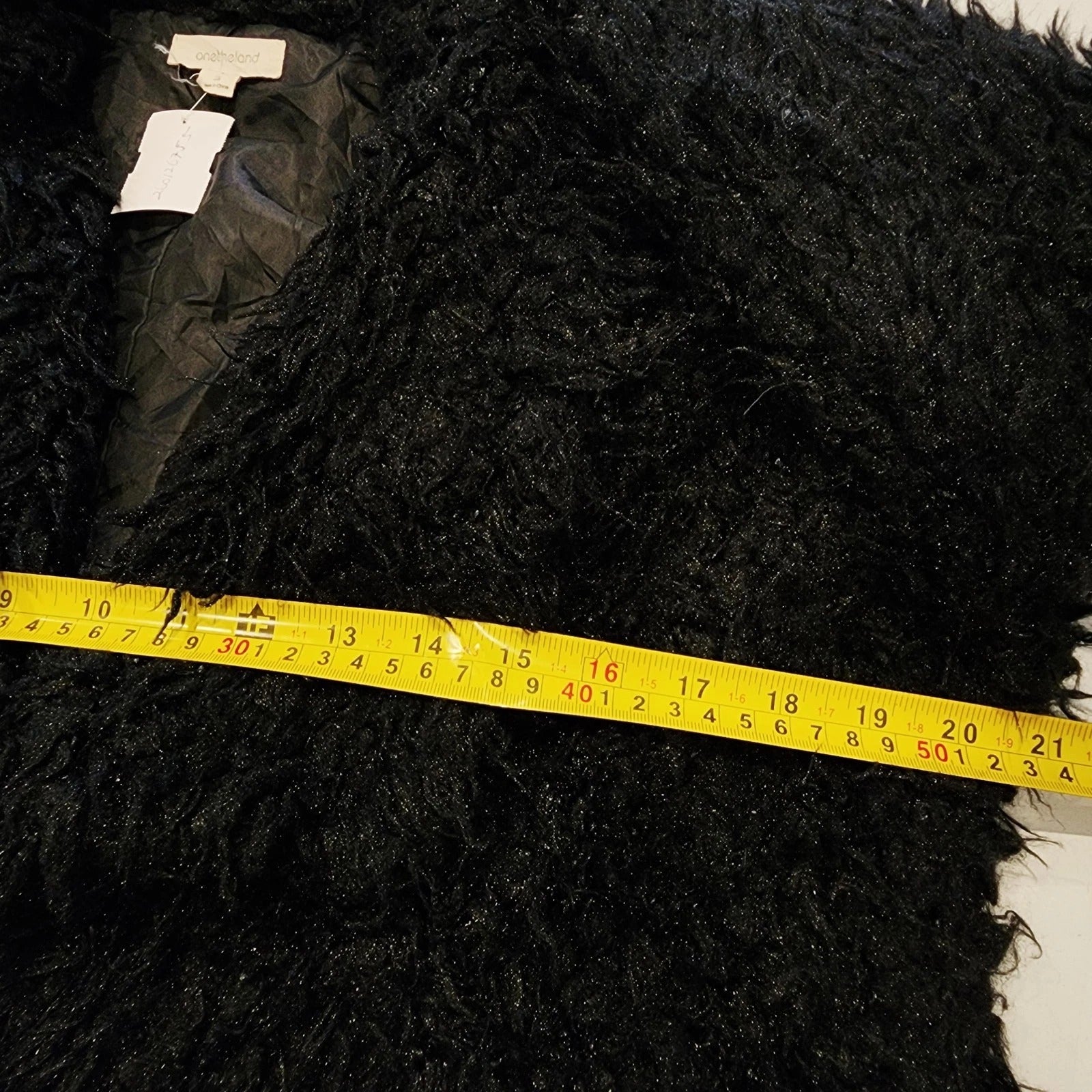 Onetheland Sz S Shaggy Faux Fur Jacket Black