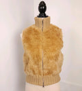 Golden Brown Faux Fur Vest Sz S Full Zip Cafebrand
