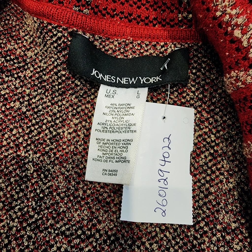 Tweed Wide Lapel Red & Gold Plaid Sz L Blazer Strech Unstructured Unlined