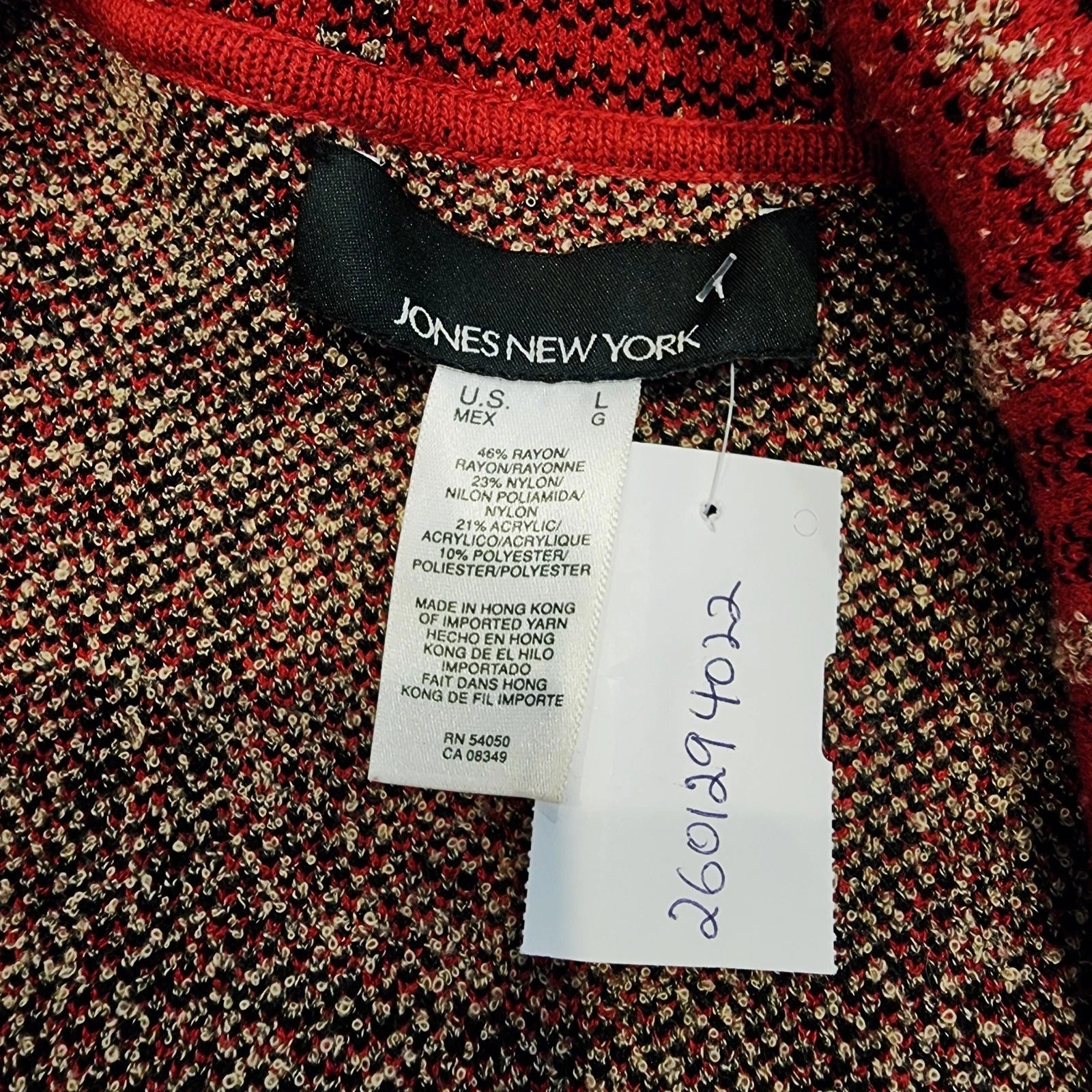 Tweed Wide Lapel Red & Gold Plaid Sz L Blazer Strech Unstructured Unlined