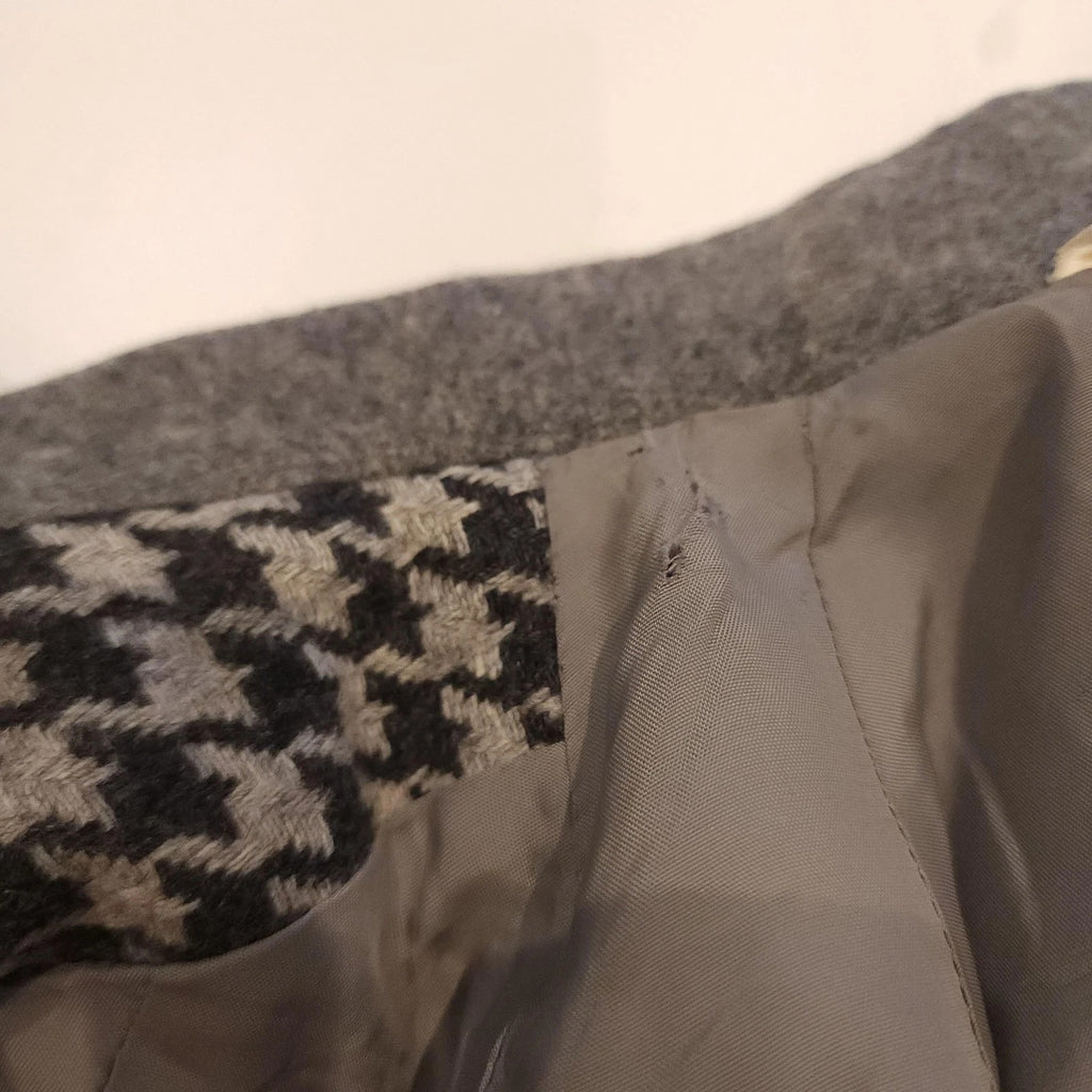 Tweed Wool Vintage Overcoat Gray Knee Length Sz M
