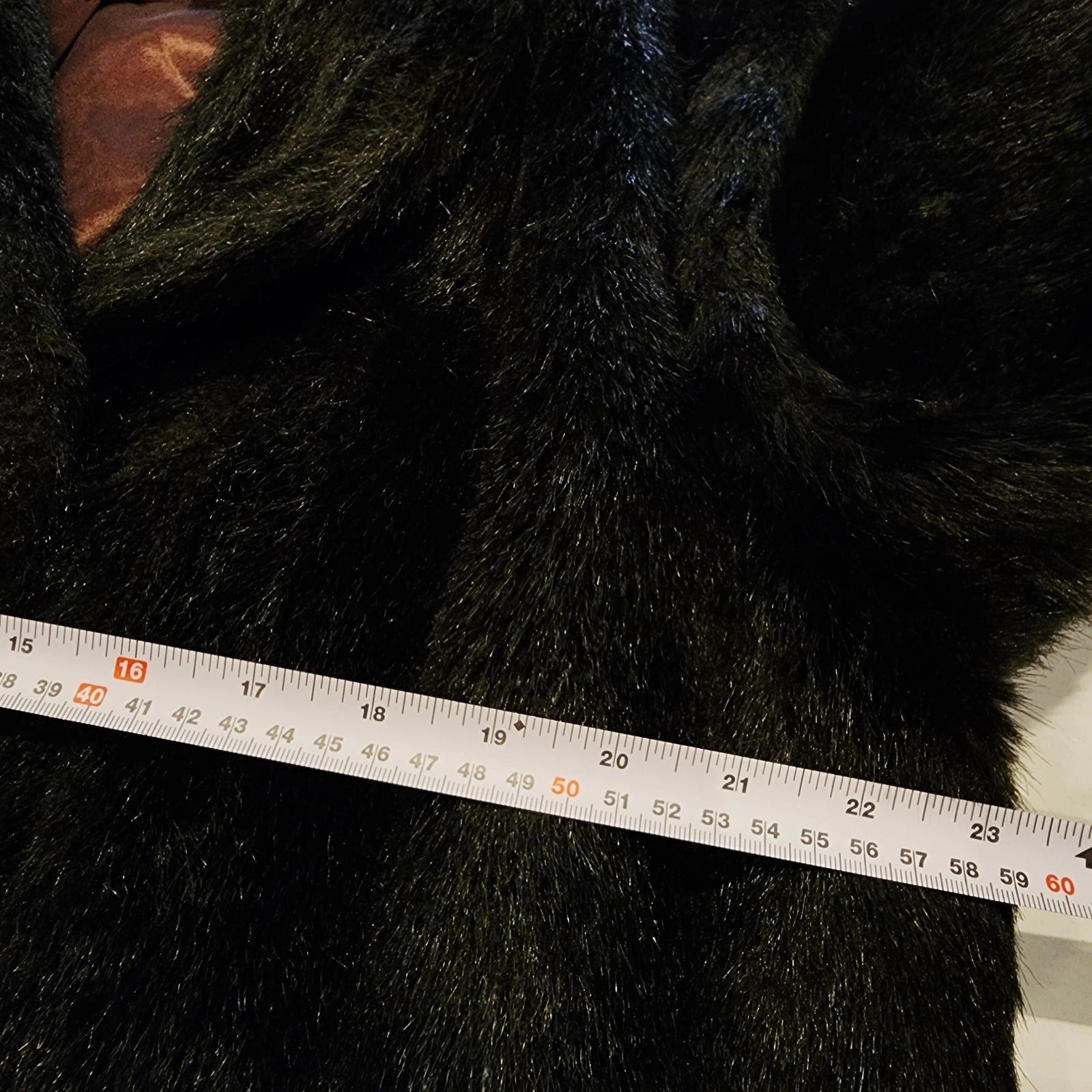 Vintage Faux Fur XL Short-Pile Dark Brown Buttoned Overcoat
