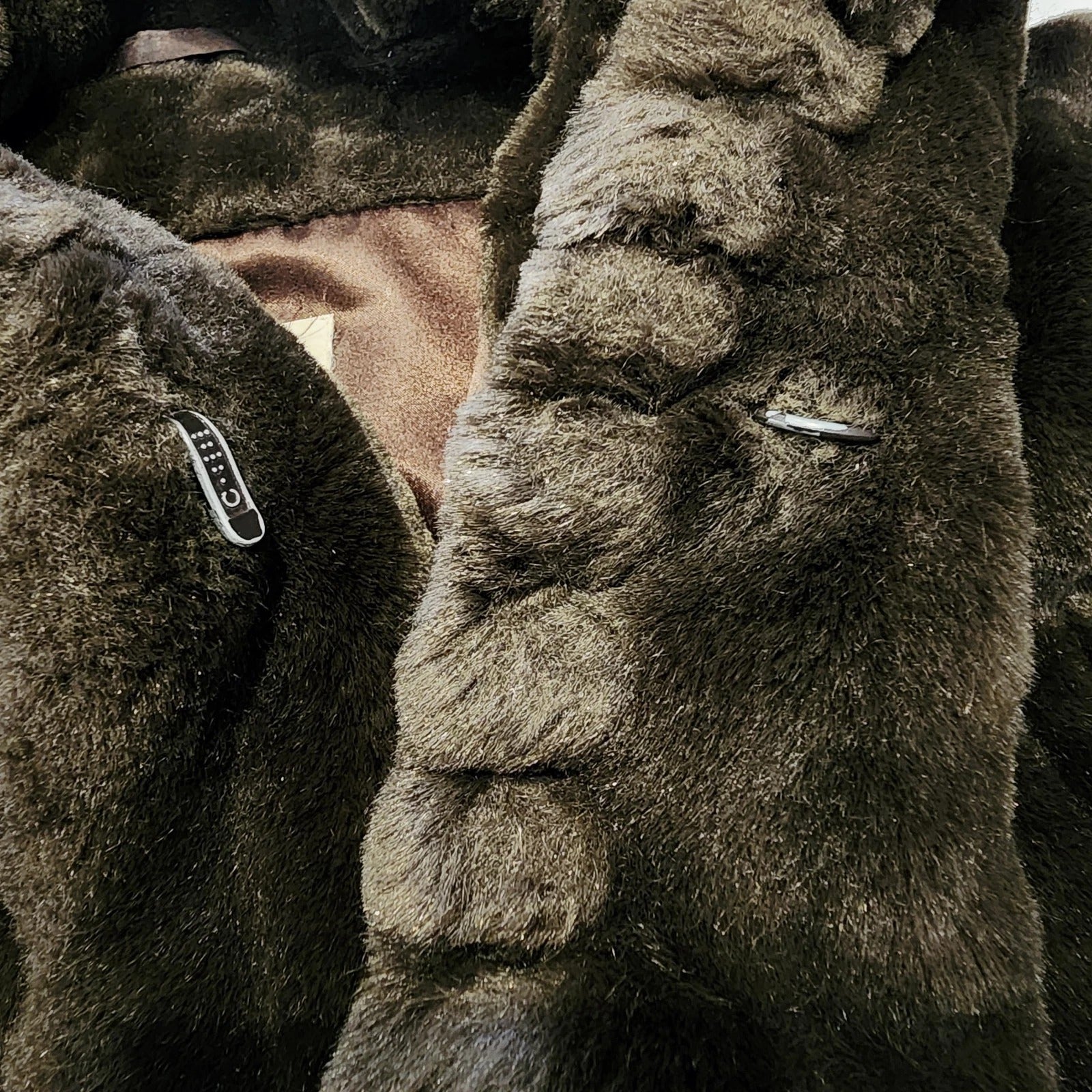 Tradition Velvet Charcoal Gray Faux Fur Knee-length Overcoat Sz L