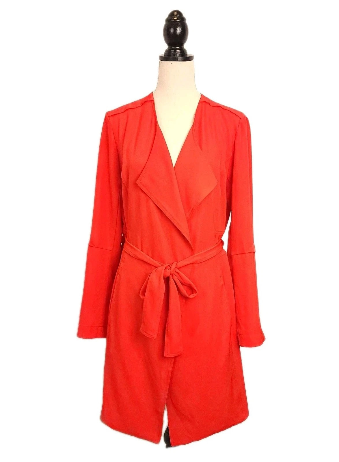 Burnt Orange Lightweight Belted Trench Coat L Unlined