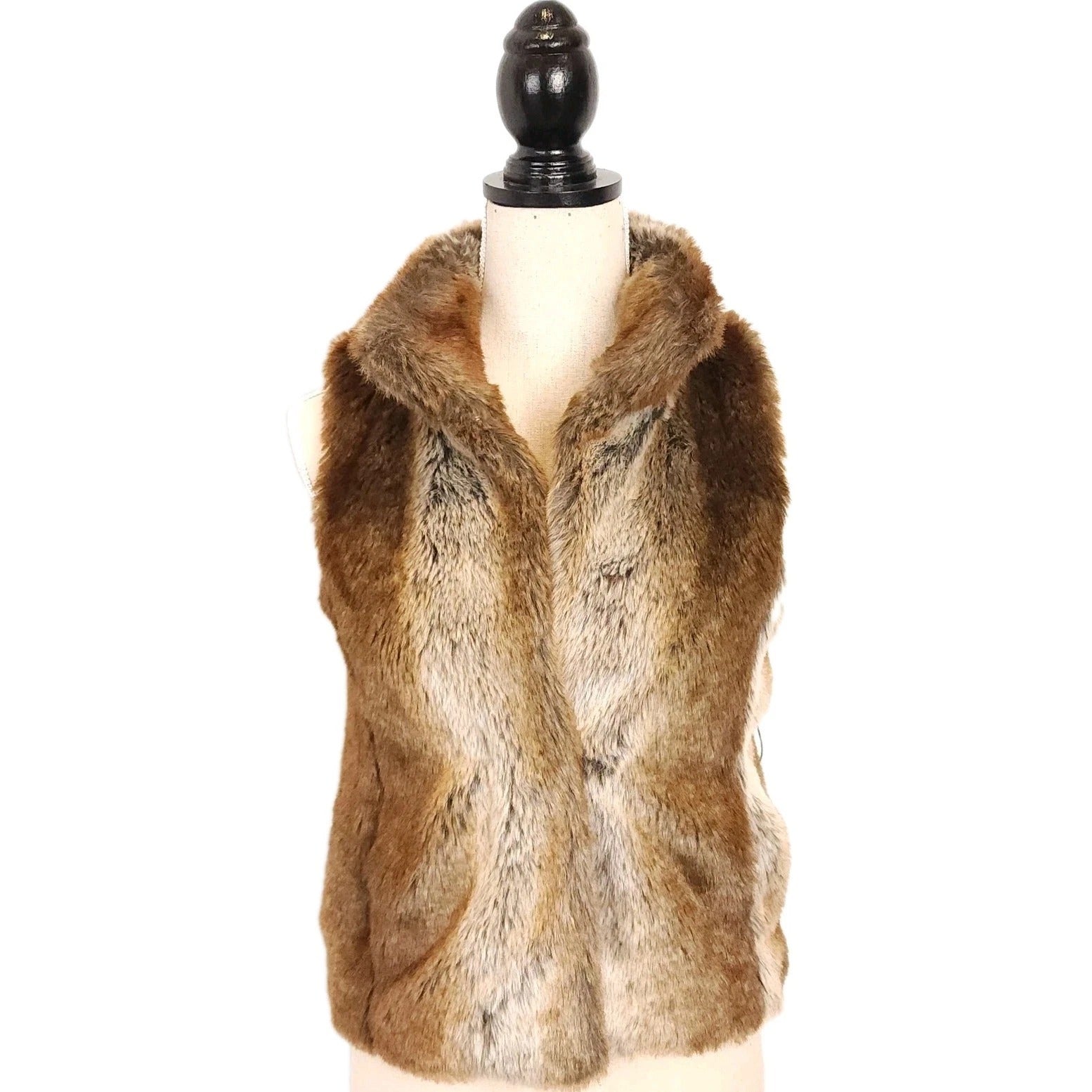 Epic-Threads Chestnut Luxe Faux Fur Vest Bold Collar Fits SMALL