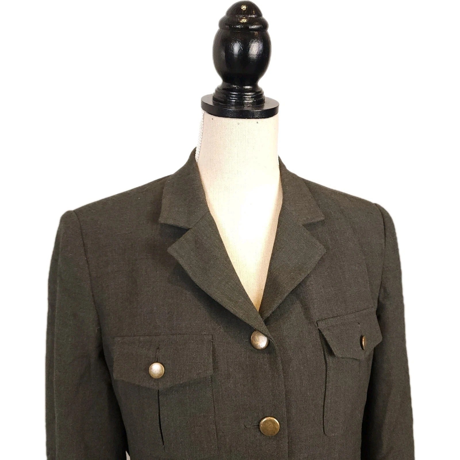 Tristan & Iseut Slate Gray Miliary Buttoned Jacket 2 Piece Set Sz Large