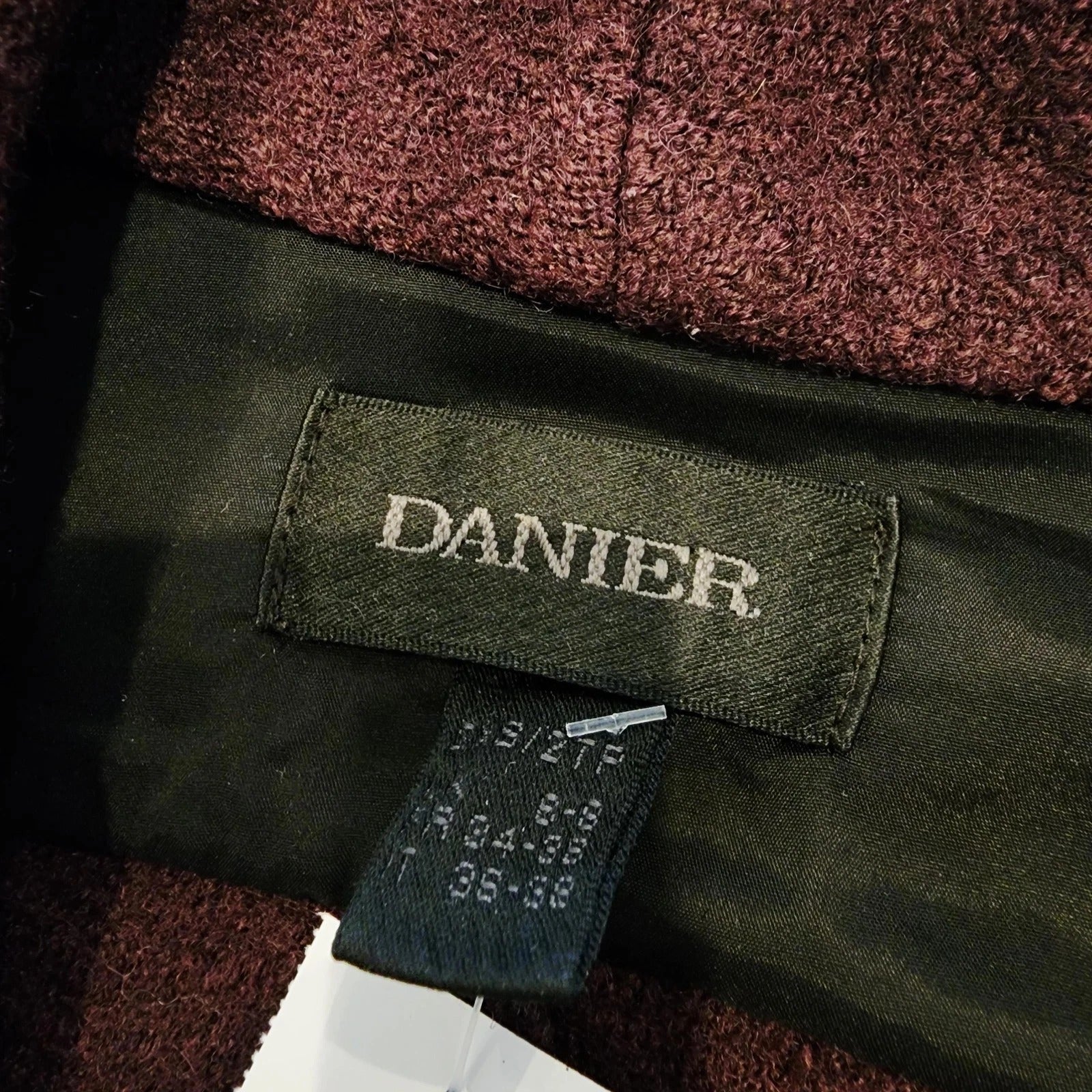 DANIER Leather & Wool Maroon Asymmetrical Coat Sz Medium
