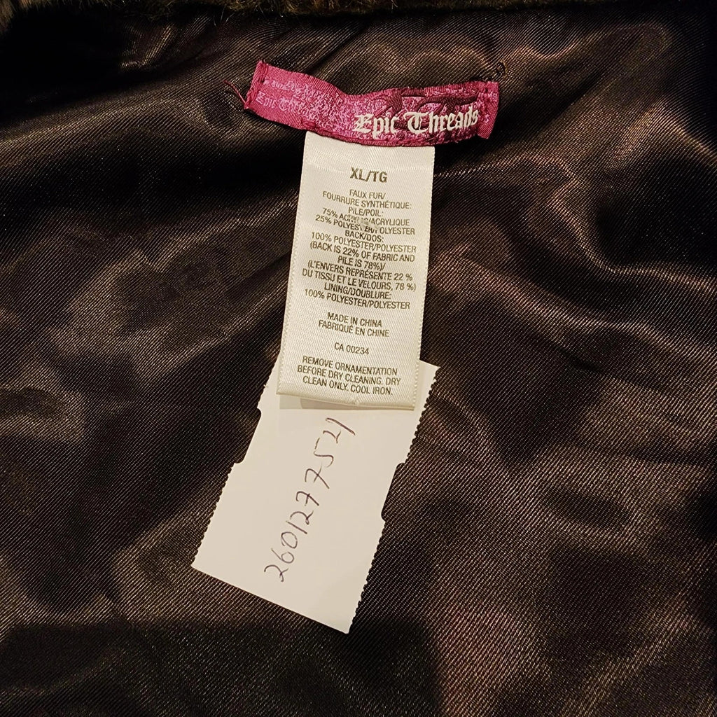 Epic-Threads Chestnut Luxe Faux Fur Vest Bold Collar Fits SMALL