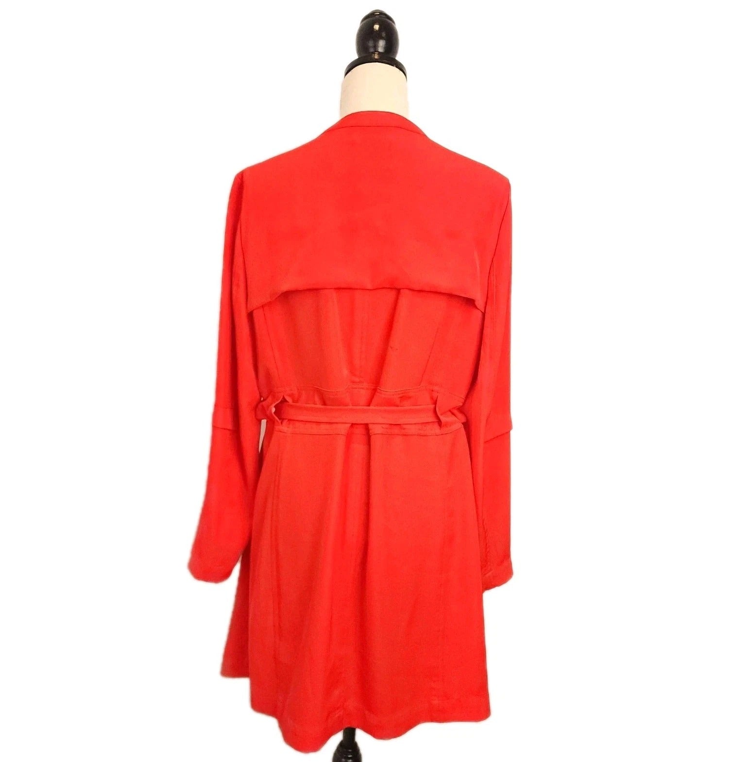 Burnt Orange Lightweight Belted Trench Coat L Unlined