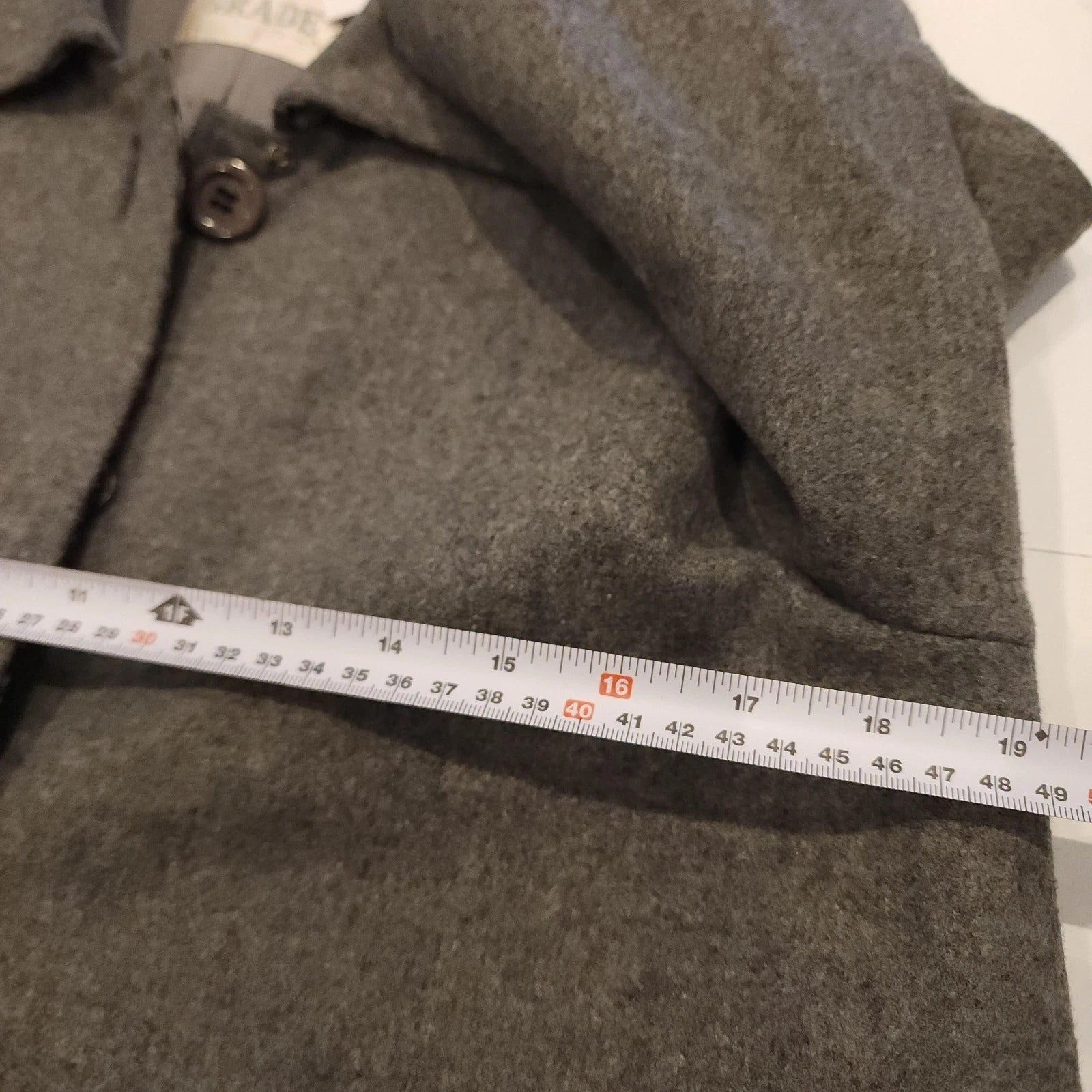 Tweed Wool Vintage Overcoat Gray Knee Length Sz M
