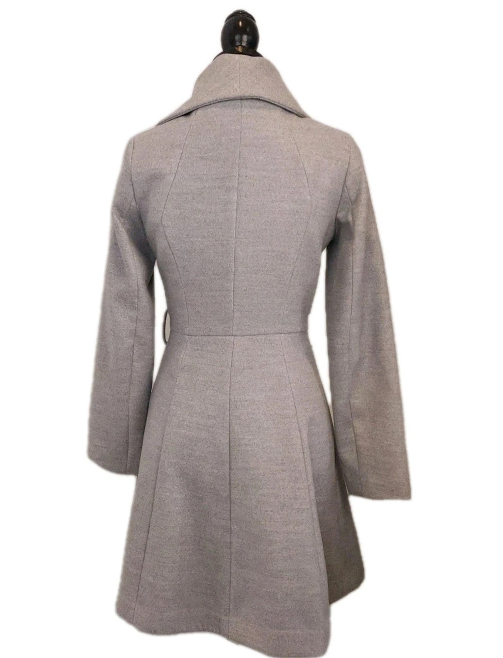 Miss Selfridge A-line Gray Sz Small Wide Lapels Snap Closures Coat