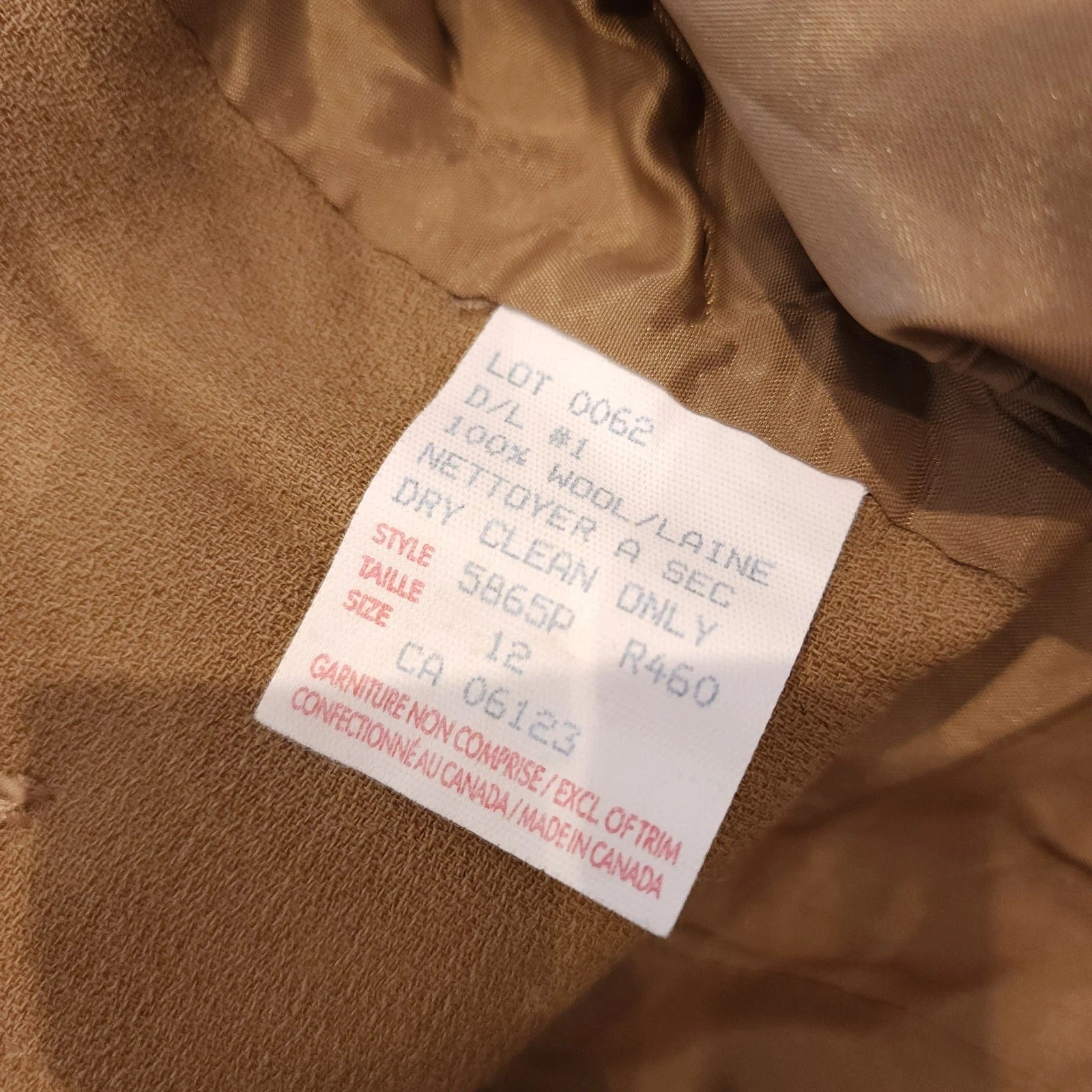 D'Oraz PETITE Sz L Wool Skirt and Buttoned Blazer Vintage Suit Tan Brown