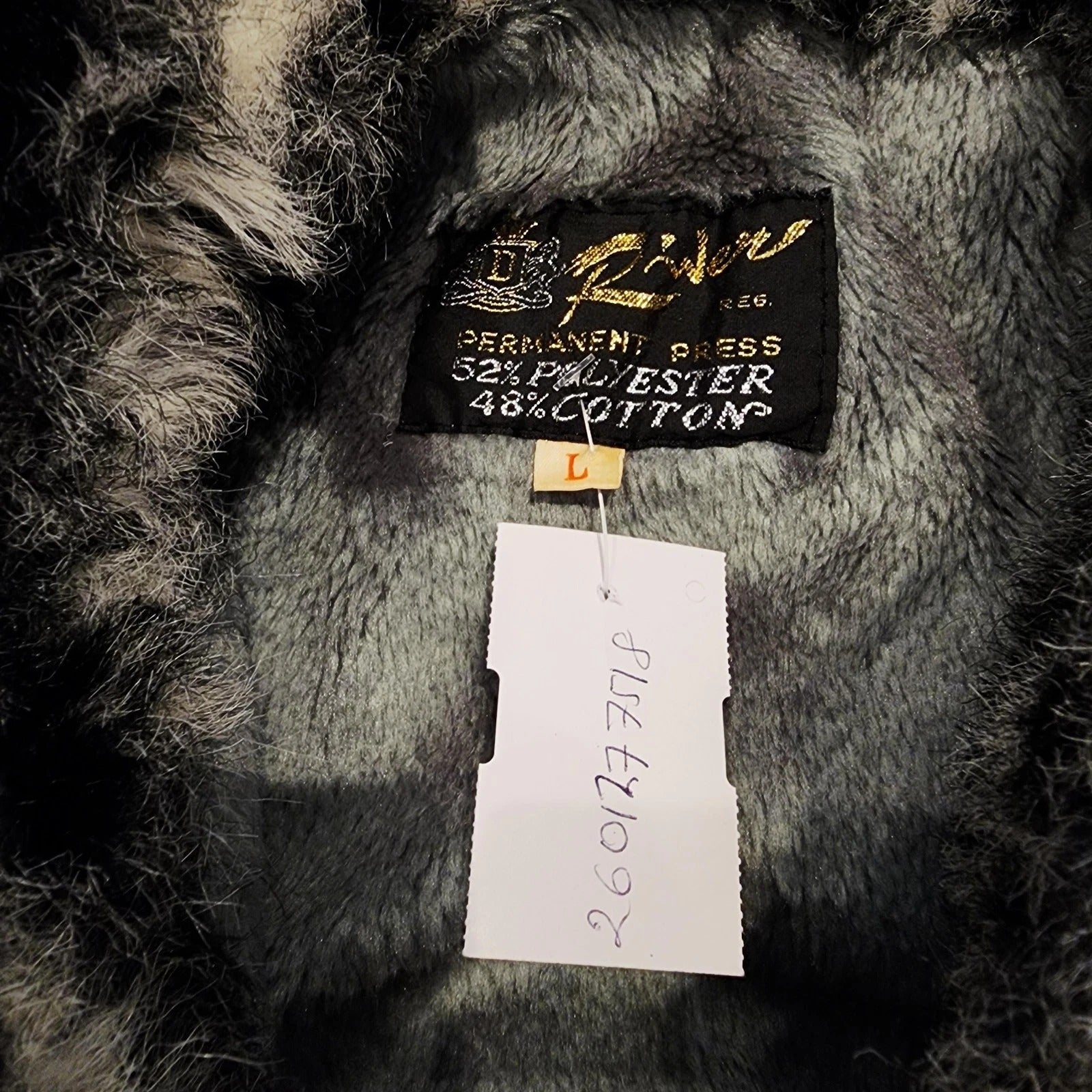Vintage Faux Fur River Luxe Striped Coat Black, Gray & White Sz L