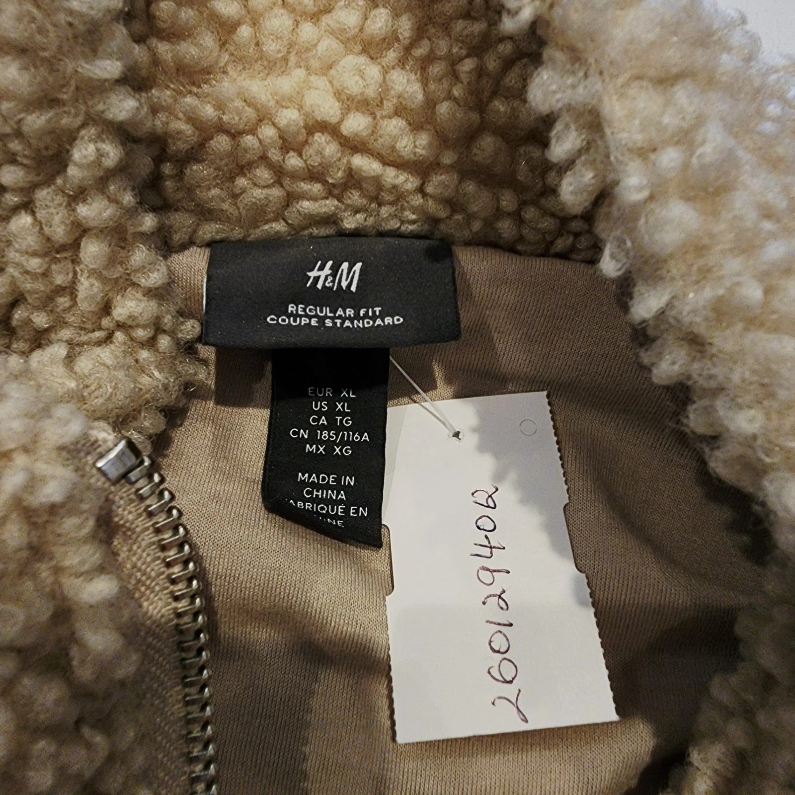 H&M Cozy Beige Teddy Jacket Full Zip XL