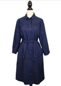 Lou-Ann Vintage Navy Blue Belted Sz Medium Dress Coat